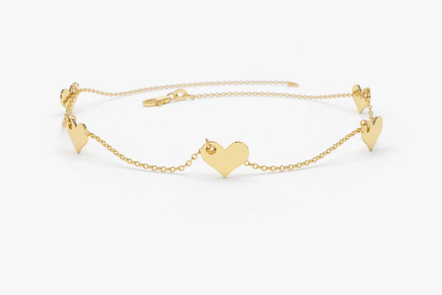 Heart Bracelet / 14k Solid Gold Dangle Heart Bracelet / Heart Charm Bracelet  / Gold Heart Bracelet / Stackable Layering Heart Bracelet -  Canada