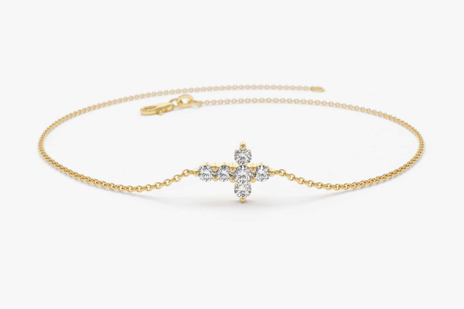 14K Gold Diamond Cross Bracelet – FERKOS FJ
