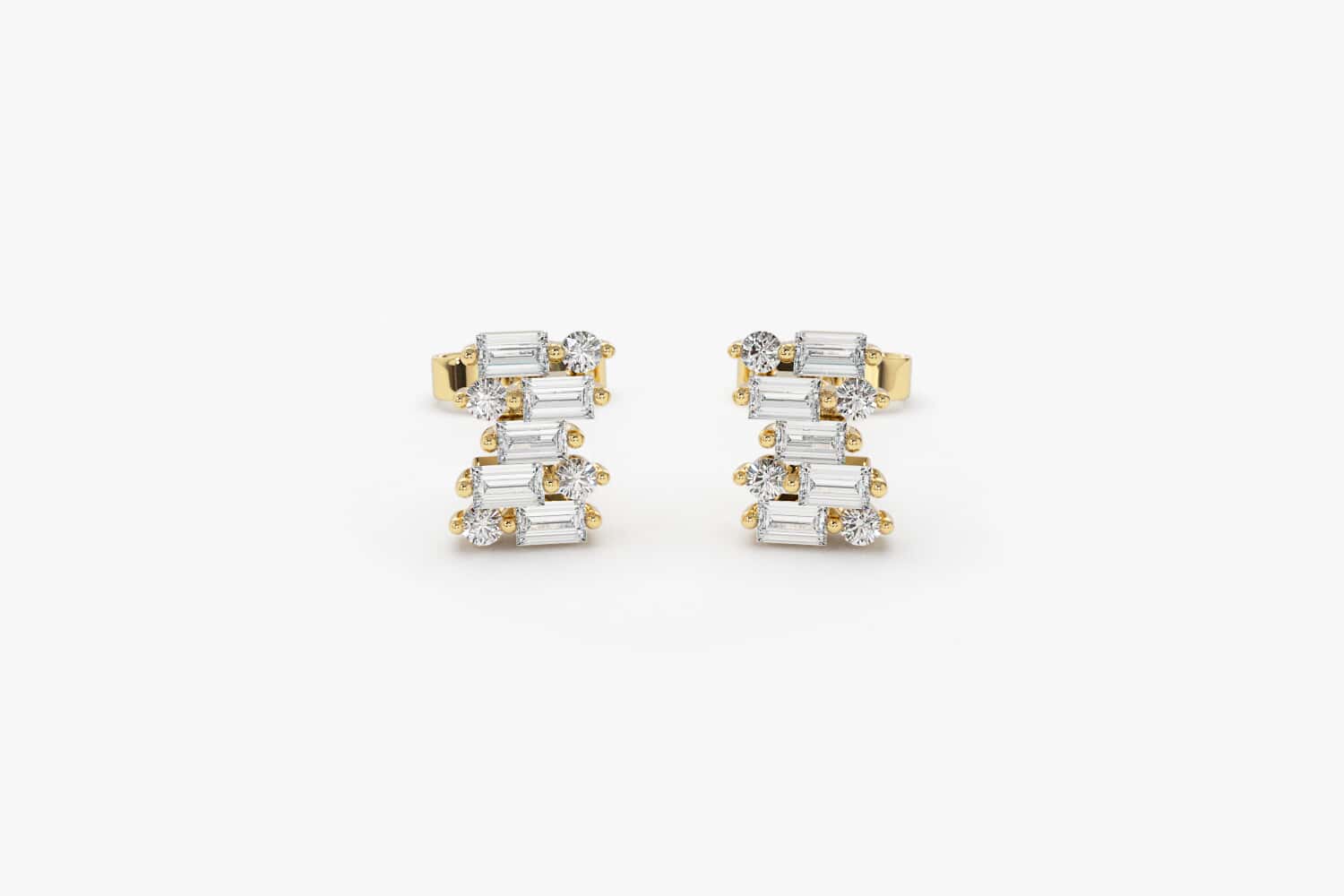 14K Baguette Diamond Mixed Shape Stud Earrings – FERKOS FJ