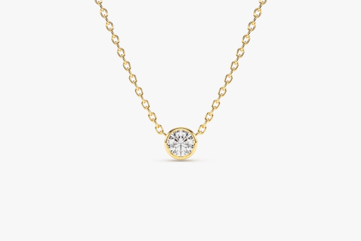 14K Gold Bezel Set Diamond Solitaire Necklace – FERKOS FJ