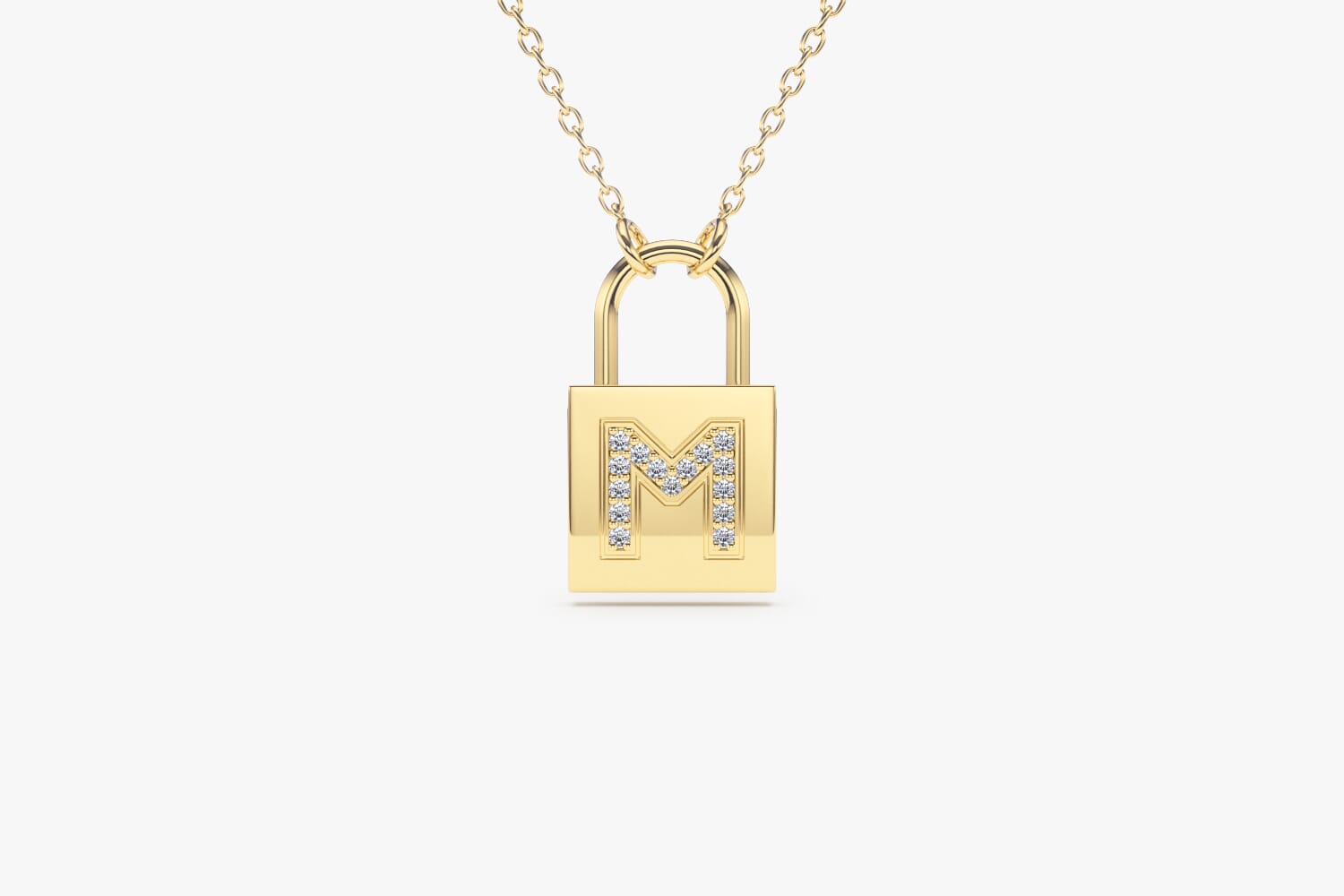 14k gold padlock pendant