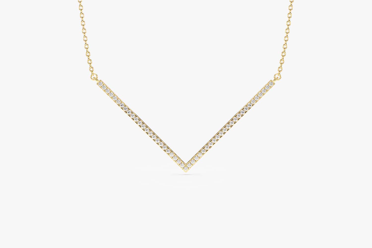 Chevron Diamond Necklace Rose Gold V Shaped Layering Drop Pendant 14K Yellow Gold - Made to Order