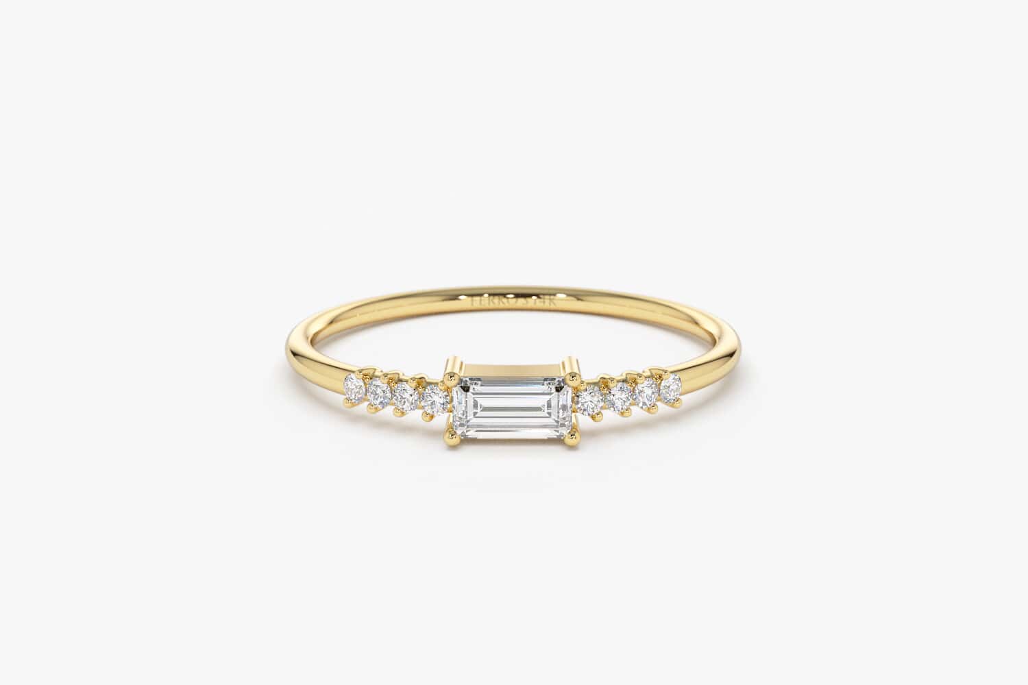 14 Karat Yellow Gold Bypass Baguette and Round Diamond Engagement Ring at  1stDibs  round diamond with baguettes yellow gold, hermes kelly baguette  ring, baguette diamant ring